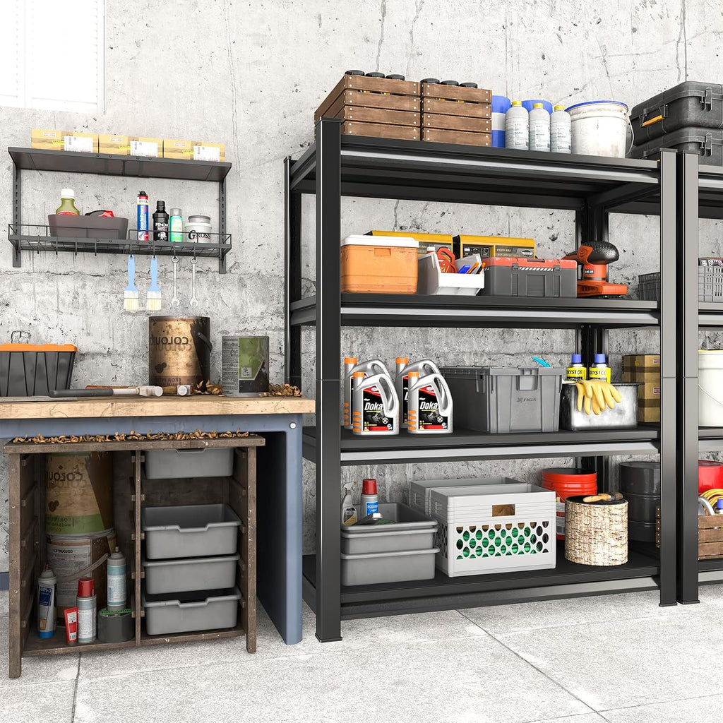 40" W Garage Shelving Heavy Duty, 1800LBS Loads Garage Storage Shelves Heavy Duty, 4-Tier Metal Shelving Units and