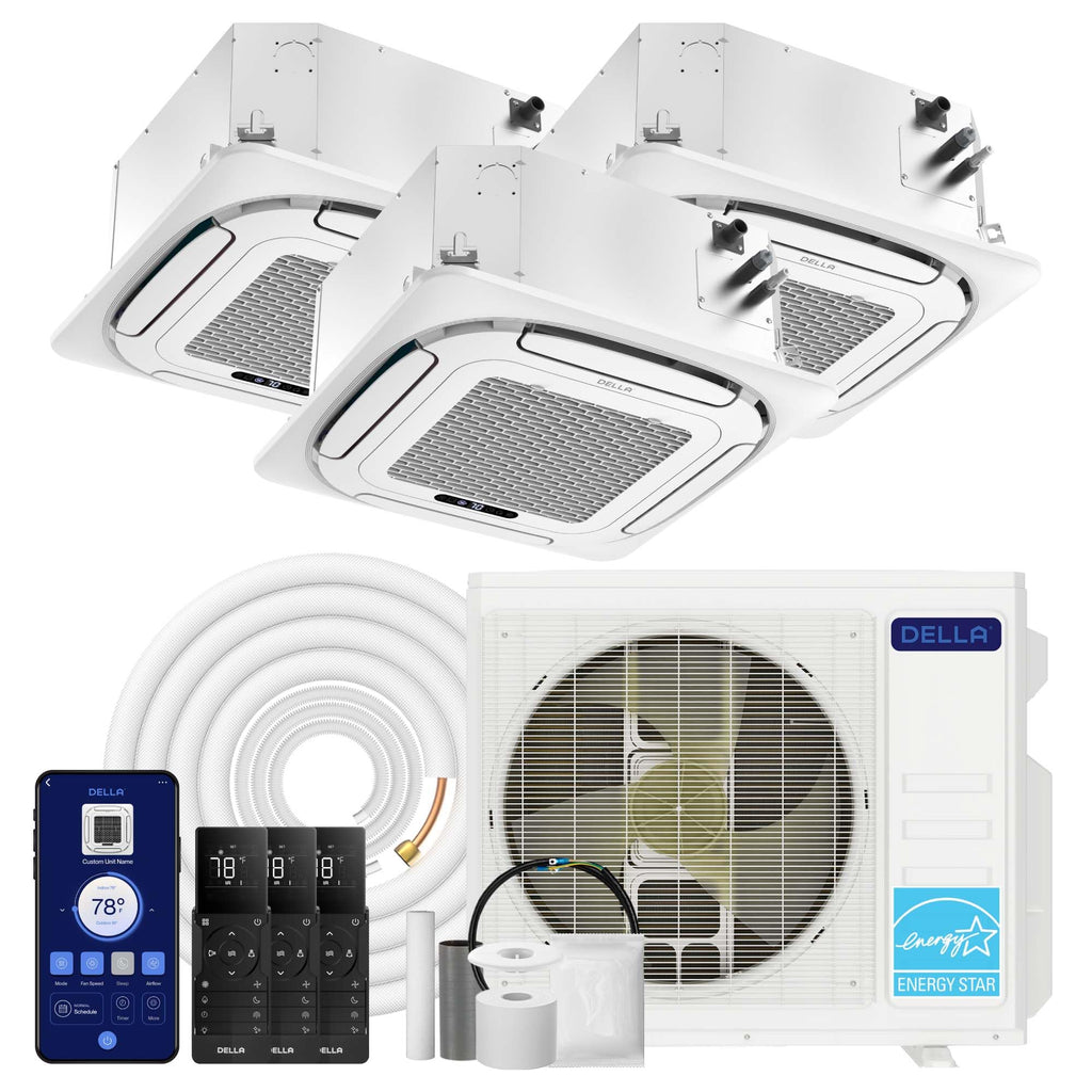27,000 BTU 3 Zone (3x12K) Ceiling Cassette Mini Split AC