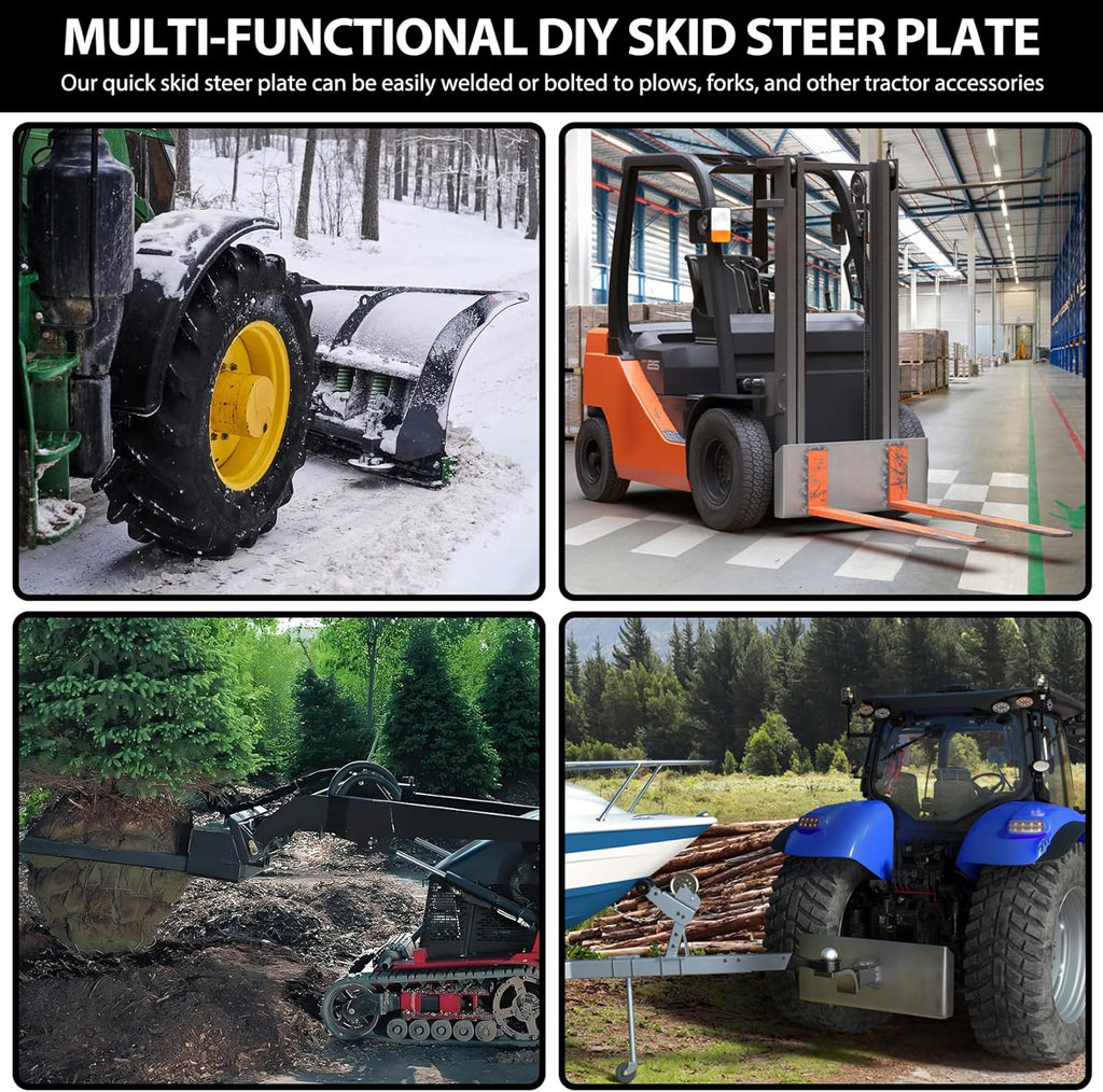 1/4" Mini Skid Steer Mount Plate, Quick Attach Plate | Skid Steer Attachment Plate, Easily Weld or Bolt-On