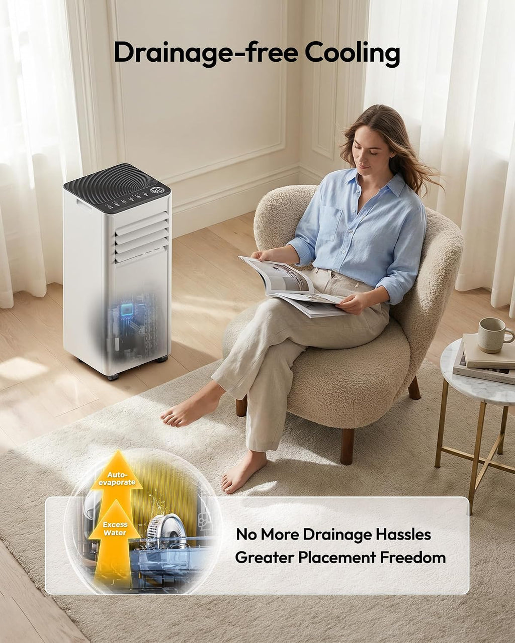 Portable Air Conditioners, 8,000 BTU AC for Rooms Up to 350 Sq. Ft. | 350 CFM, 4 Modes (Cool, Dry, Fan, Sleep)