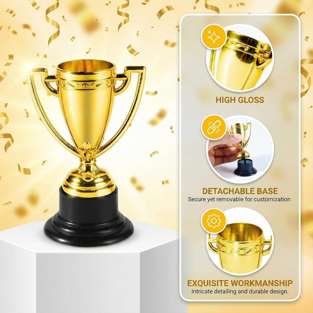 Mini Trophy Cups - Small Gold Trophies for Kids - Party Award Trophies for Sports Tournaments, Competitions and Parties
