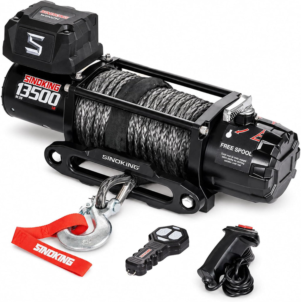 13500 lb Electric Winch for Jeep, Truck, SUV, Trailer Winch & Boat Winch – Heavy Duty Synthetic Rope 12V Winch