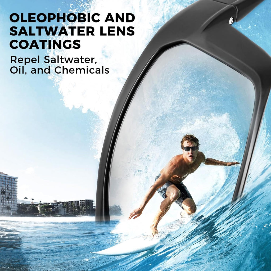 Huzzah Polarized Sport Sunglasses for Men and Women, Wrap Design | PuriVex Water & Salt Repellent, UV Protection