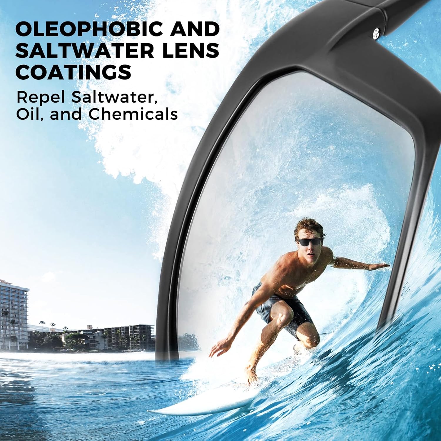 Huzzah Polarized Sport Sunglasses for Men and Women, Wrap Design | PuriVex Water & Salt Repellent, UV Protection
