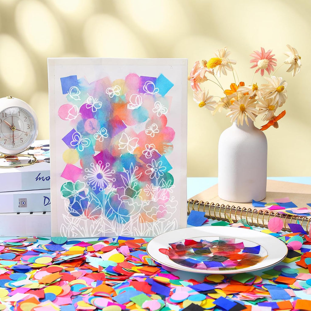 8000 Pcs Bleeding Tissue Paper 1 Inch Squares and Round