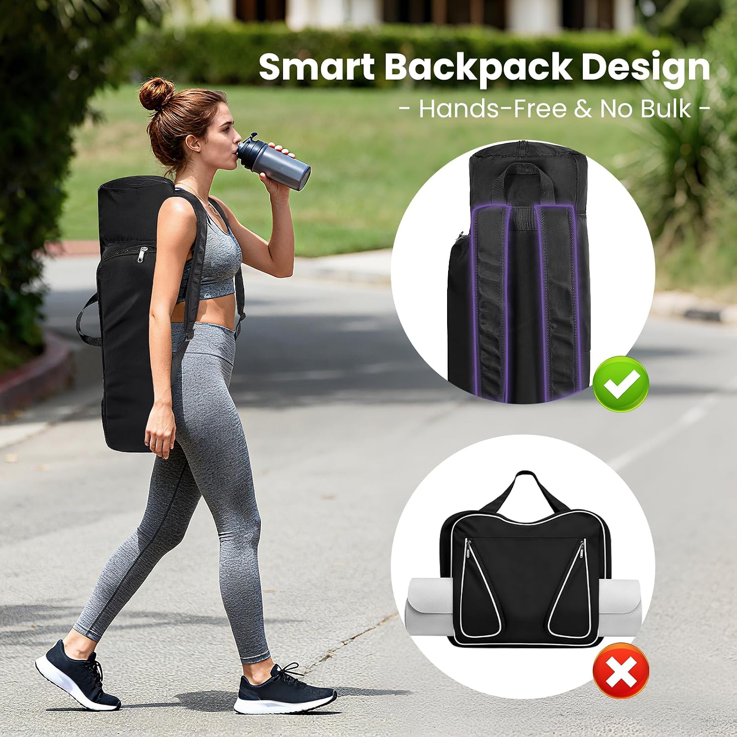 Yoga Mat Bag Backpack for Women and Men with Multi-Pockets for Mats Blocks and Accessories, Waterproof Yoga Mat