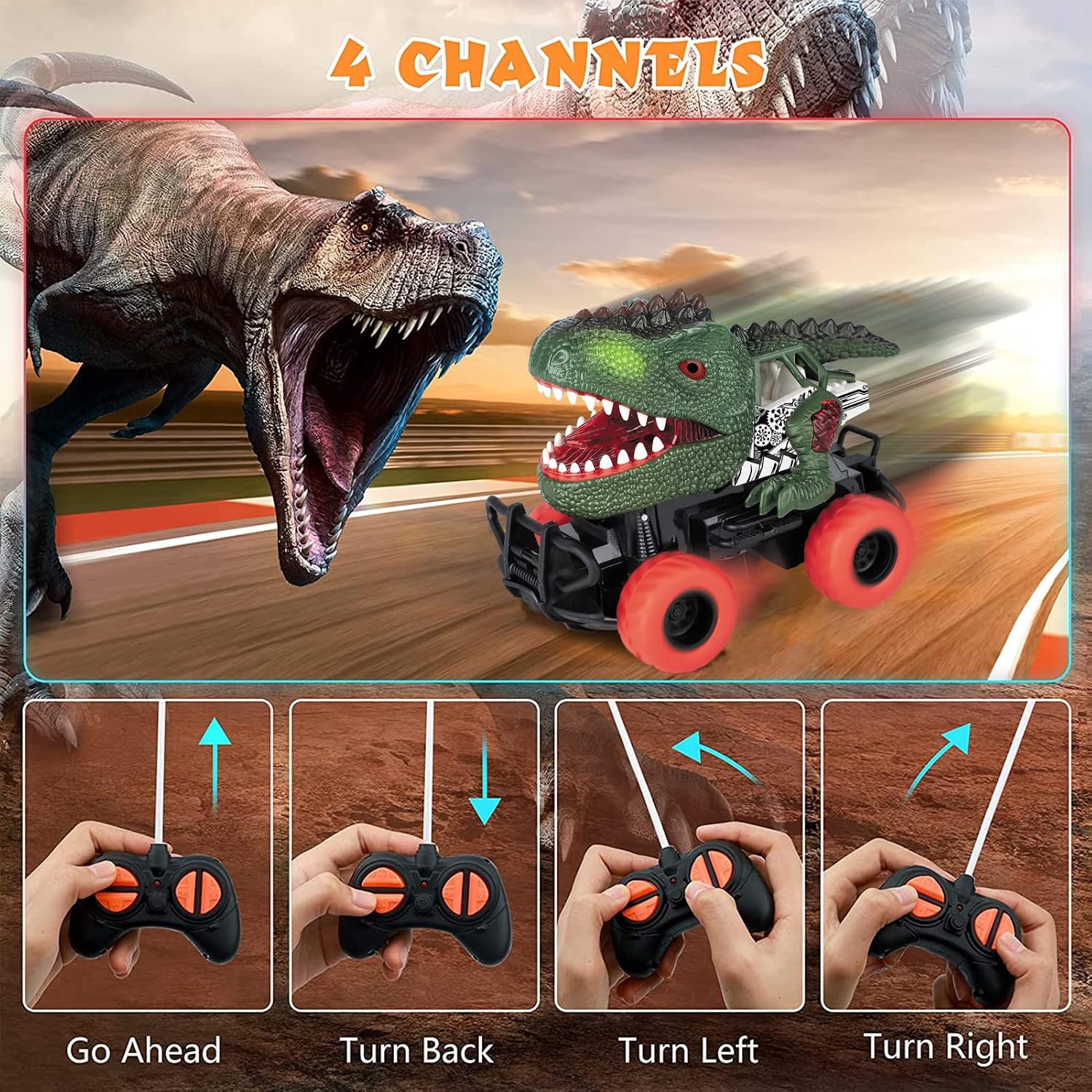 Dinosaur Toys Remote Control Car for Kids 3-7, Dino RC Car for Toddler Kids Toys Age 3 4 5 6 7 Boys and Girls