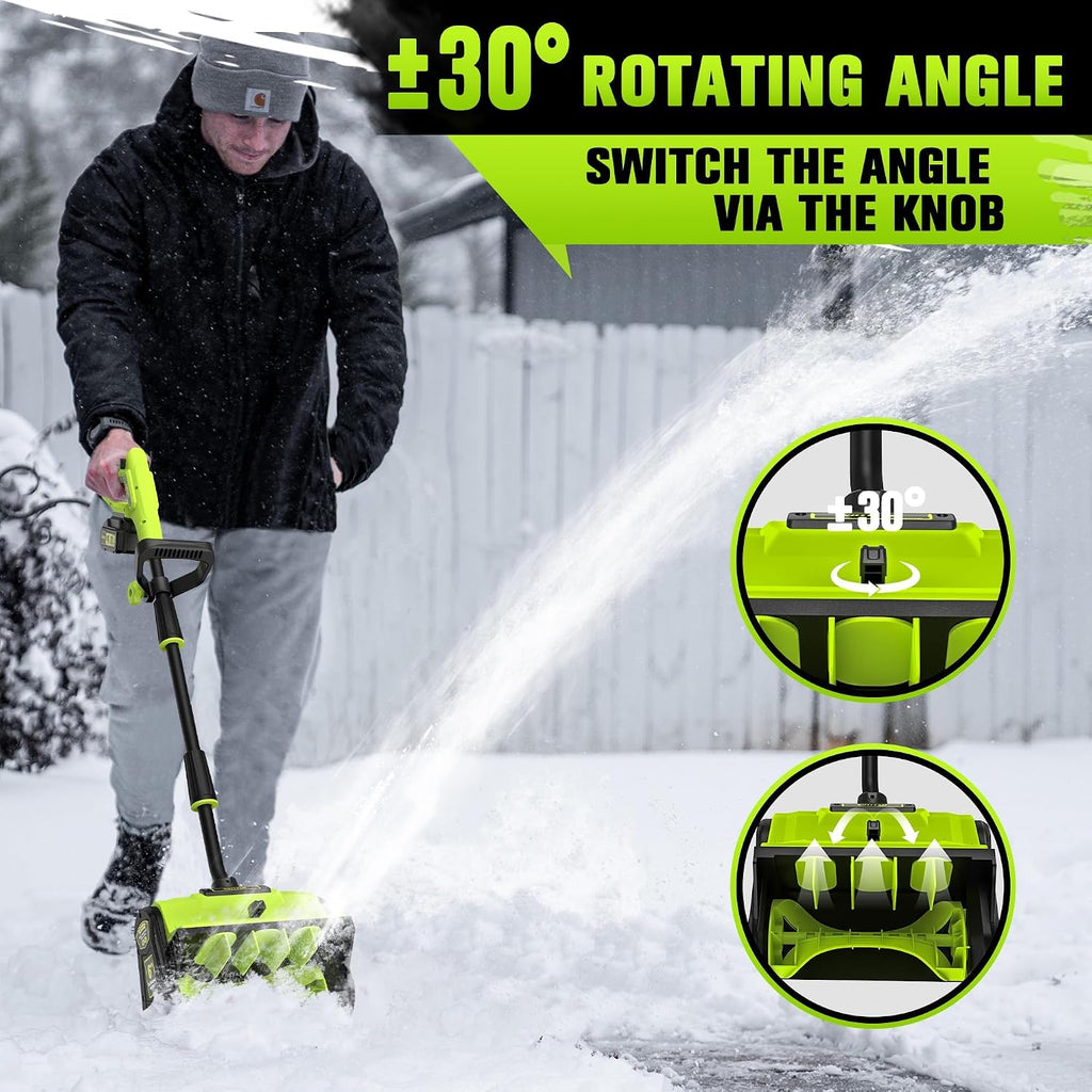 40V Cordless Snow Shovel, 13 Inch 4.0Ah Electric Snow Shovel with Directional Plate, Brushless Cordless Snow Blower