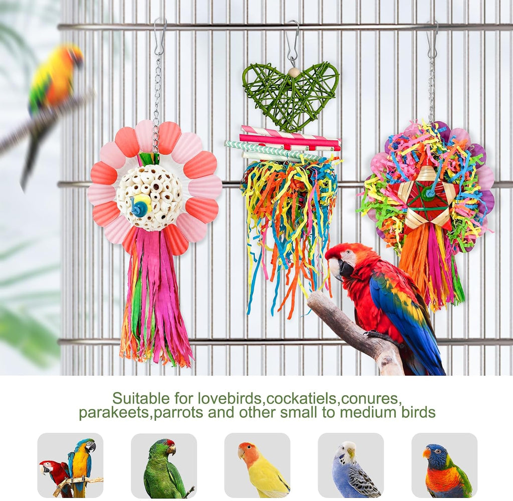 Bird Toys, 3PCS Natural Corn Cob Bird chew Toys Bird Foraging Toys for Small Medium Parrots, Conures, Cockatiel