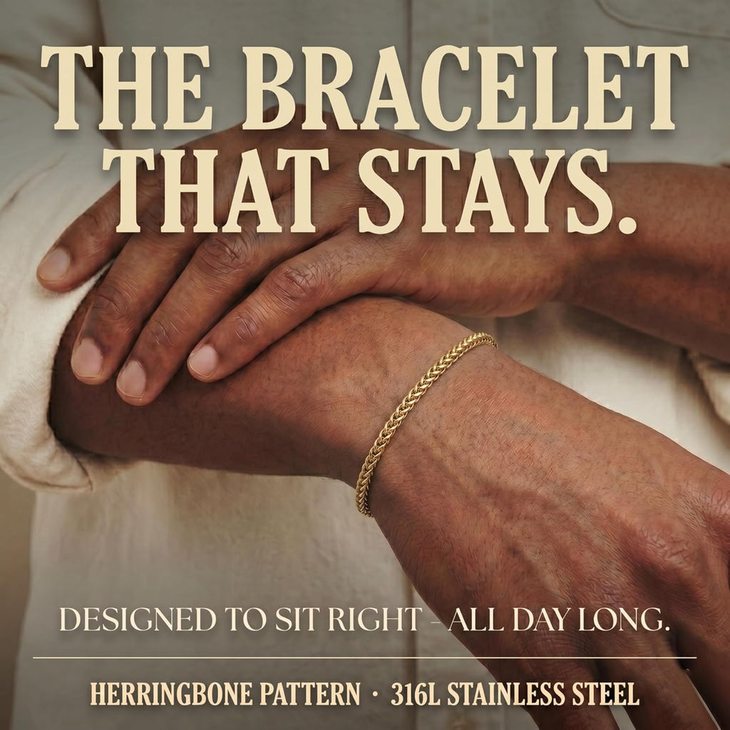 Mens Bracelet - Stainless Steel, Non Tarnish Rope Chain Bracelets, Stylish Fathers Day Gift for Dad, Husband, Boyfriend.