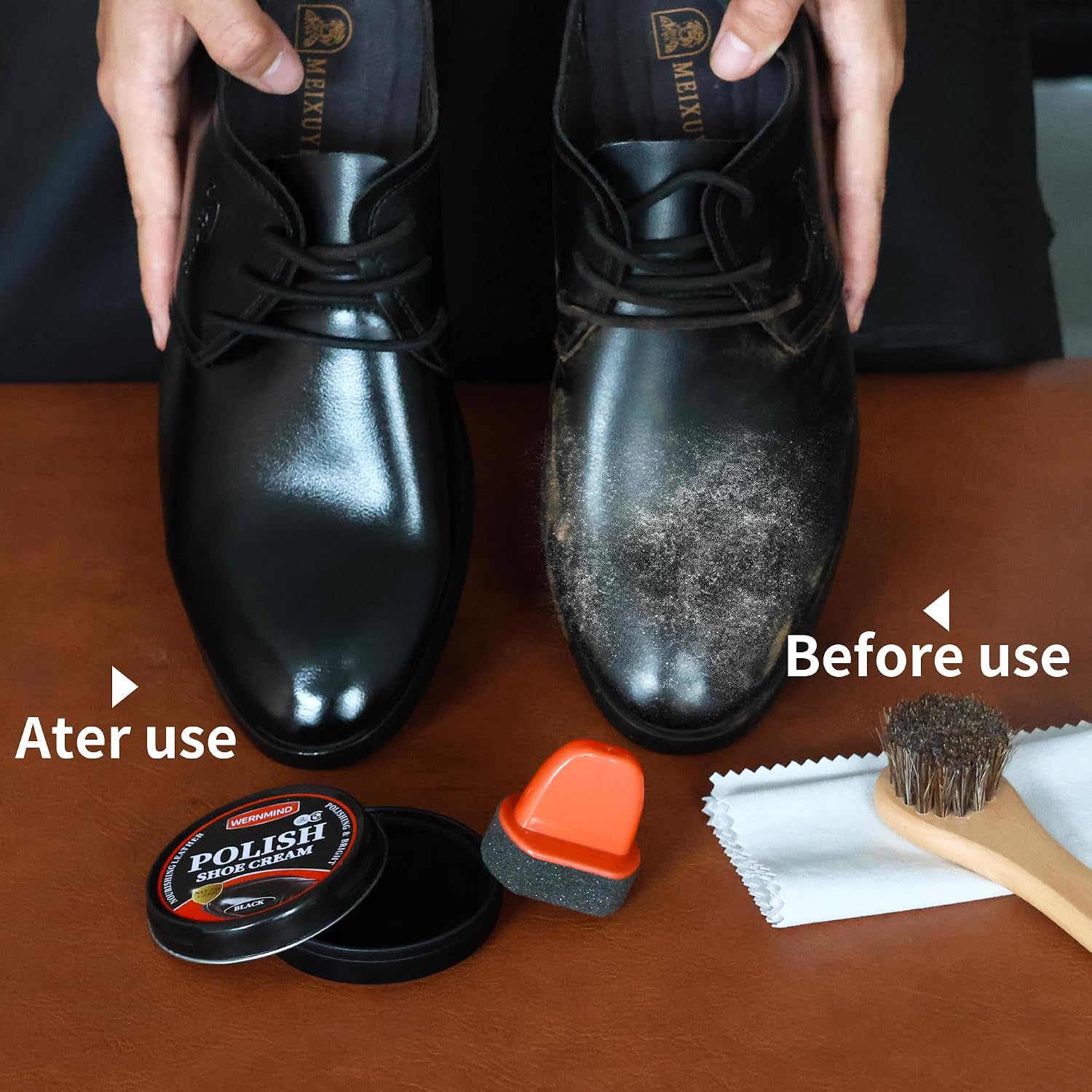 Black Brown Shoe Polish Kit Saddle Soap Mink Oil Boots Shoe Shine | Deep Leather Conditioning,High Gloss