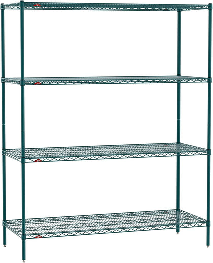 Super Erecta 60" W x 24" D x 74" H Metroseal Green Epoxy Wire Shelving Unit, 4 Tier, 2000 lbs. Capacity, NSF Listed