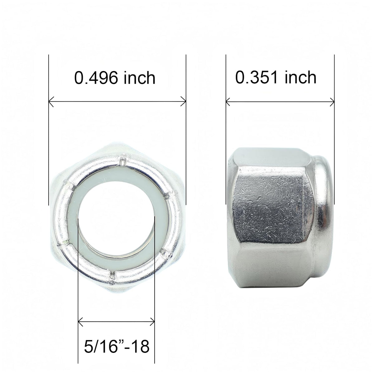 5/16-18 Nylon Insert Lock Nuts 75 Pack, 304 Stainless Steel Hardware Nuts