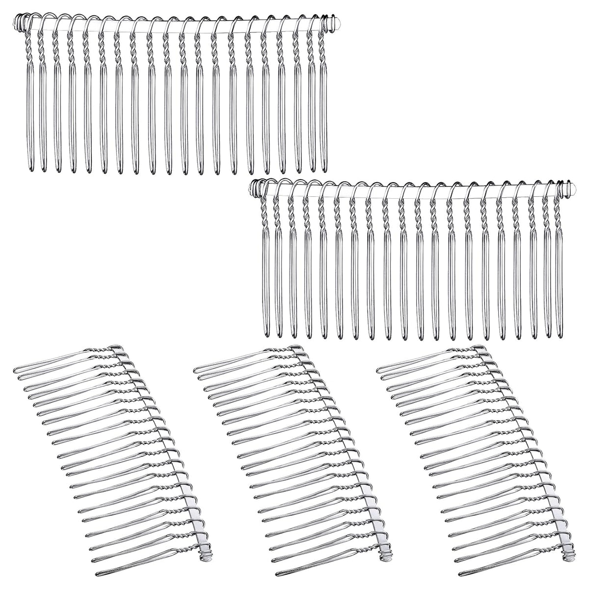 5 Pcs Metal Hair Comb for Veil 20 Teeth, White