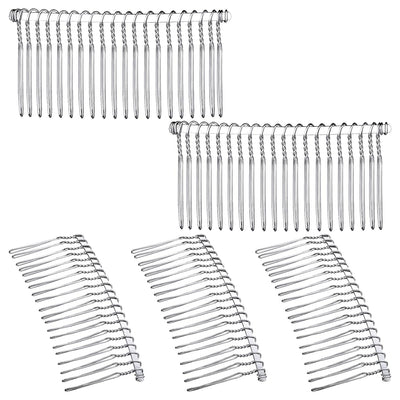 5 Pcs Metal Hair Comb for Veil 20 Teeth, White