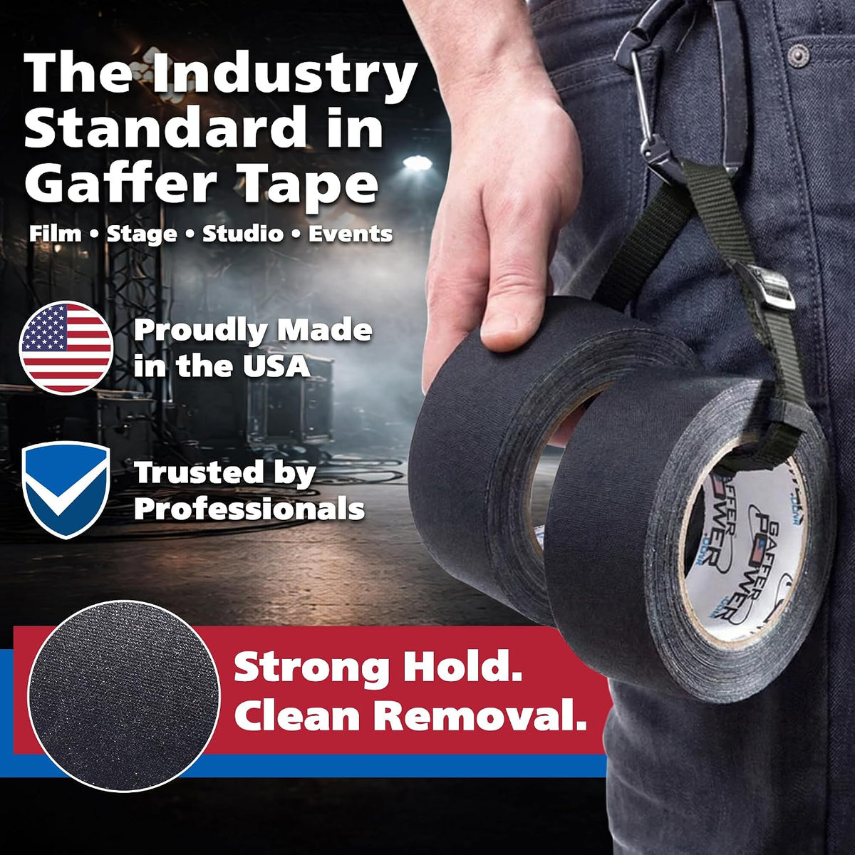 Black Gaffer Tape 2 Inch x 30 Yards, Pro Grade, Made in USA