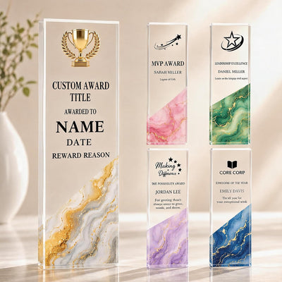 Custom Crystal Trophy, Personalized Trophy with Photo Text Logo, Employee Award, Graduation Gift, Employee of the