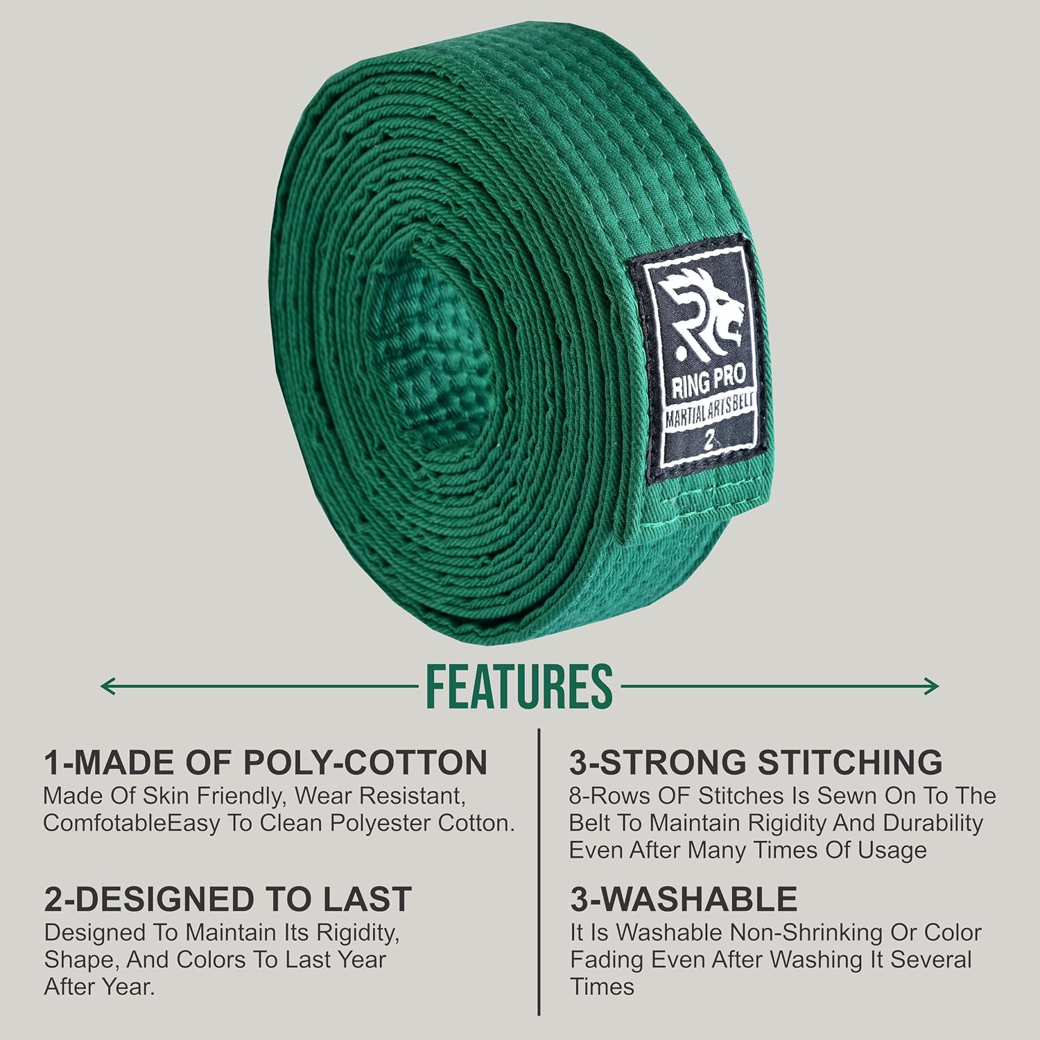 Martial Arts Belt for Karate, Taekwondo, Judo & Aikido Durable Polycotton Rank Belt for Kids & Adults