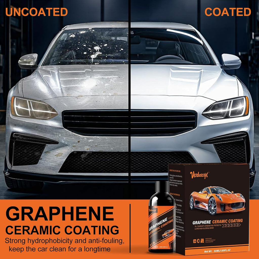 Graphene Ceramic Coating (50ml) - 20H Professional Top Coat Kit | Heavy Duty Paint Sealant, Hydrophobic & High Gloss