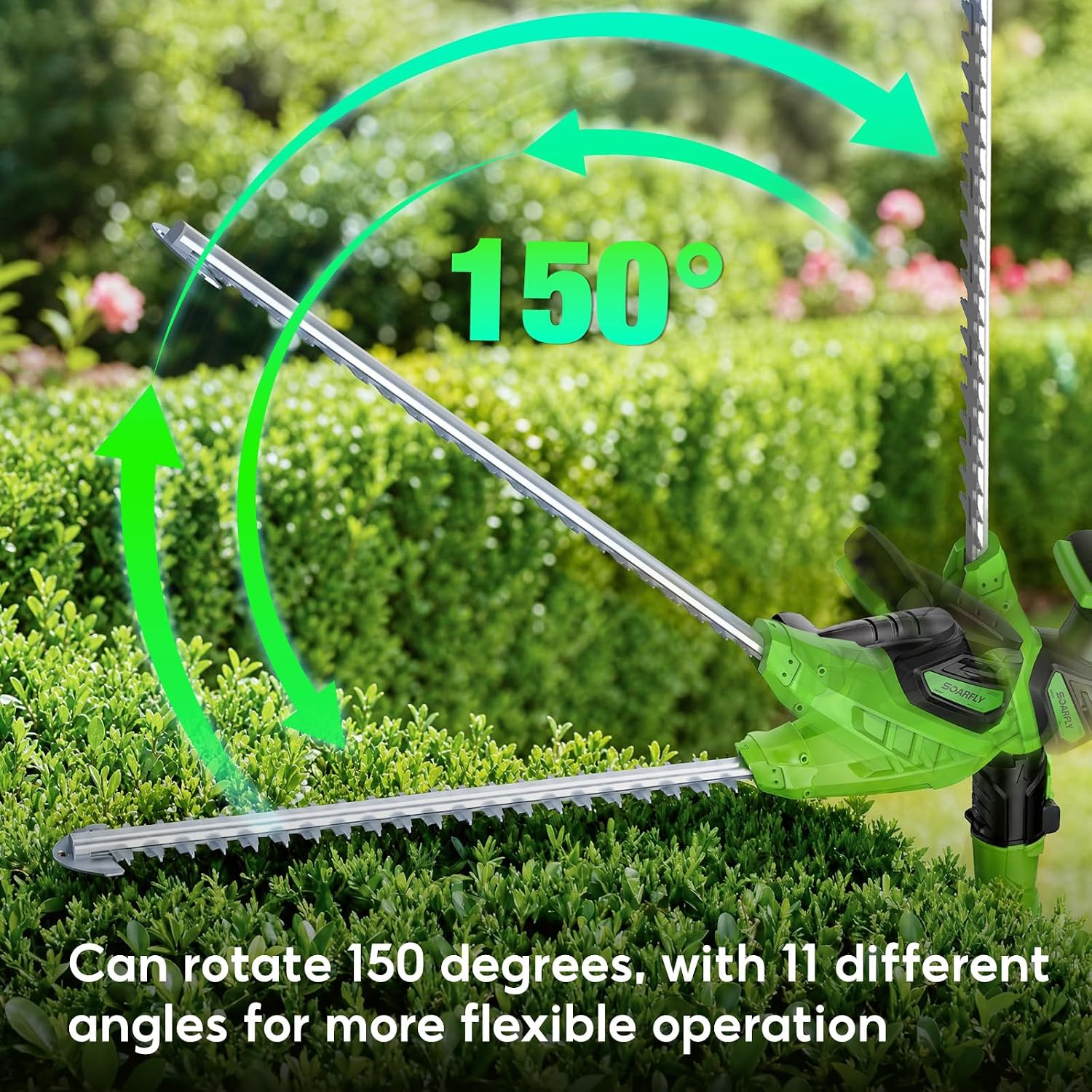 2 in 1 Pole Hedge Trimmer Cordless & Handheld Hedge Trimmer with 2 Pcs 4.0Ah Battery & Charger, 20V Electric Hedge