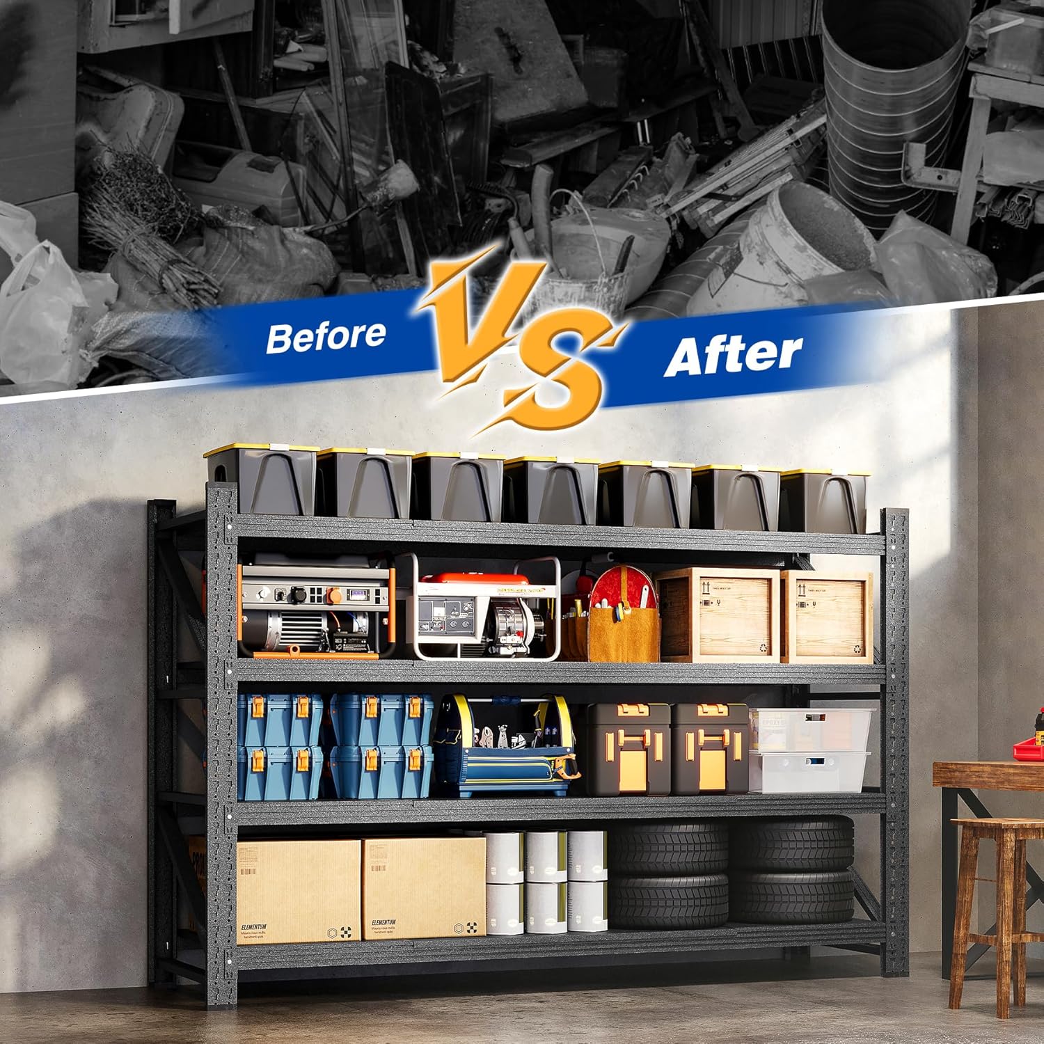 71" W Garage Shelving Storage Shelves 5000LBS Metal Heavy Duty Garage Shelves Units Adjustable Storage Shelves for