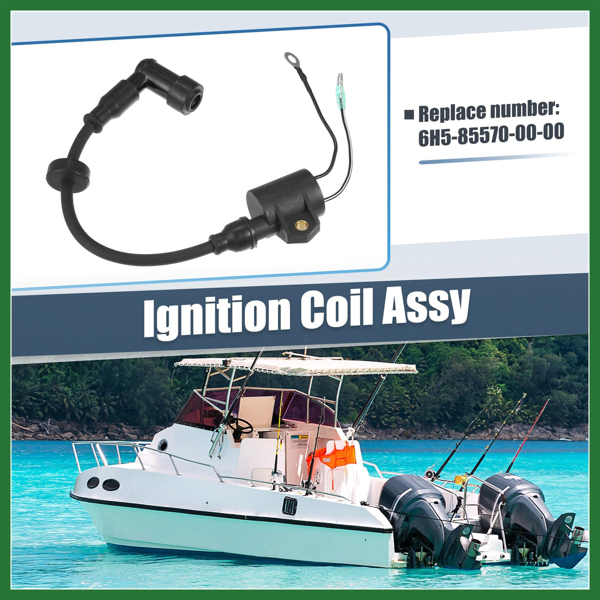 Motoforti Ignition Coil Assy for Yamaha 2 Stroke 3 Cylinder 25HP