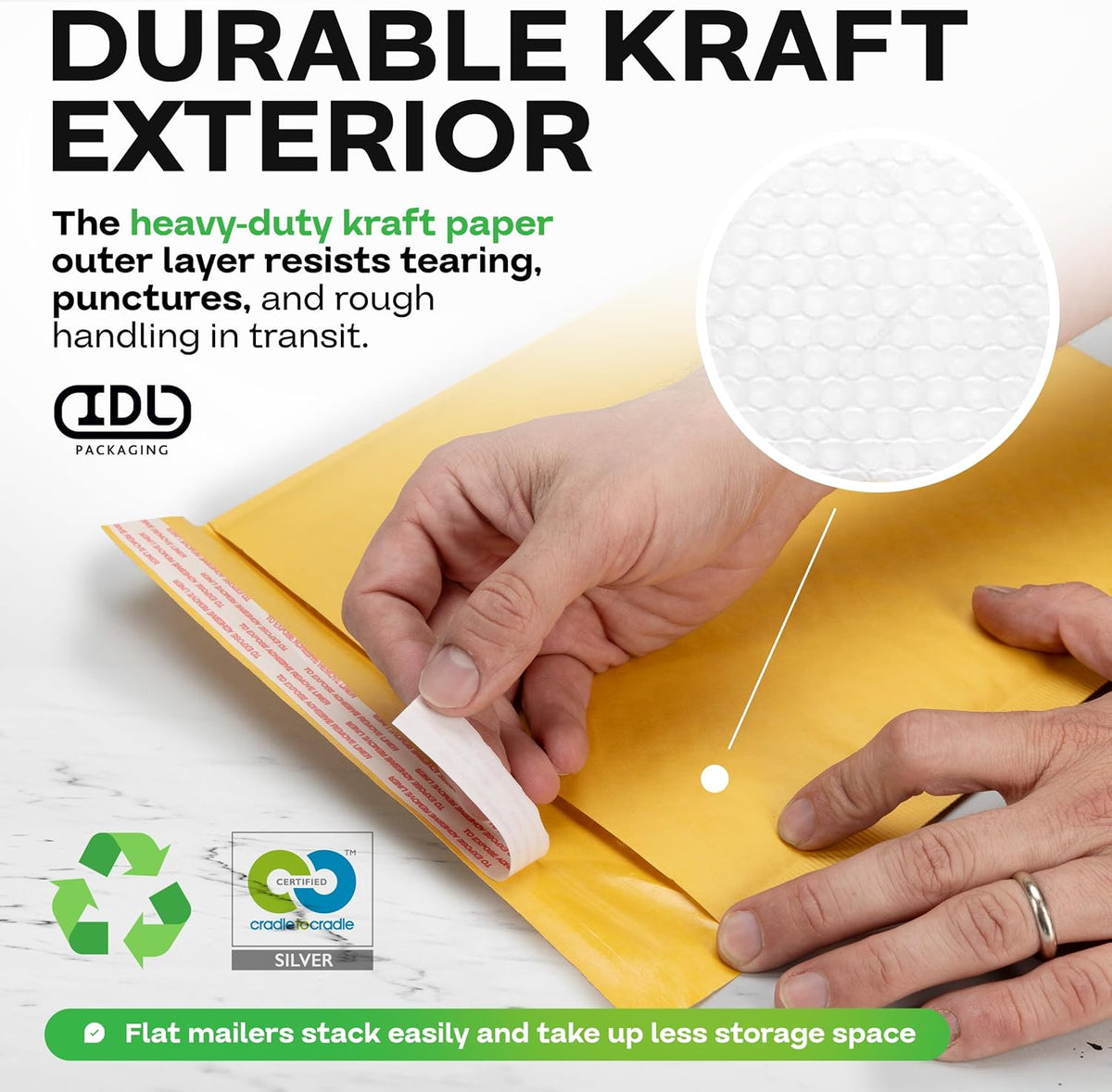 Kraft Bubble Mailers 9.5" x 14.5", Pack of 30 - USA-Made Heavy-Duty Padded Envelopes for Retail Shipping - Large