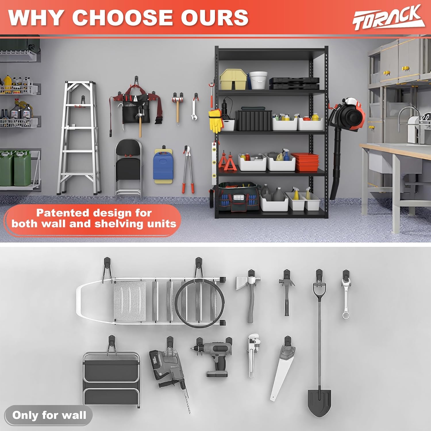 15 PCS Garage Storage System Hooks, Shelving Hooks for Keyhole Shelving Units Wall Mount Utility Hooks for Tools
