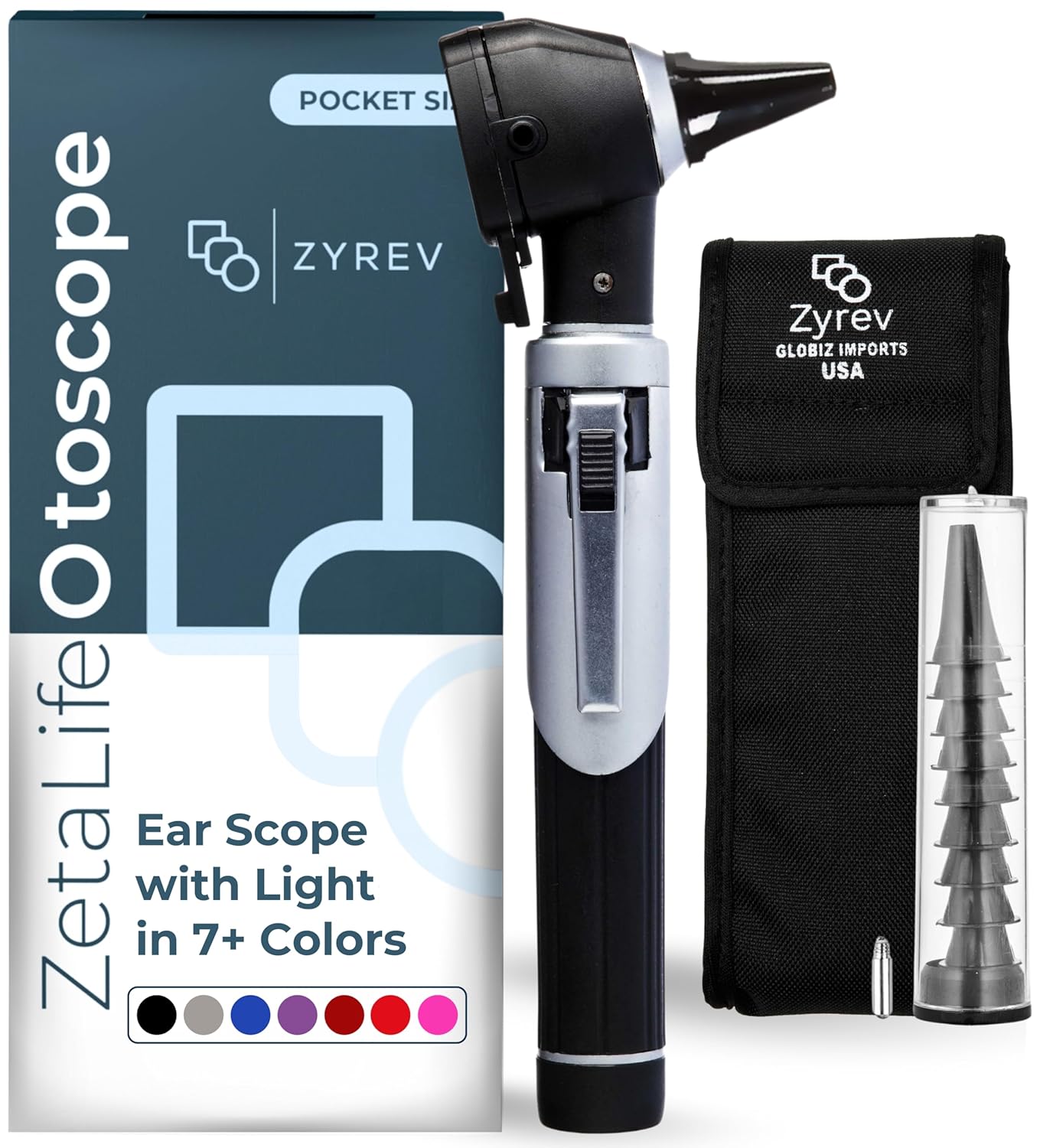 ZetaLife Otoscope - Ear Scope with Light, Ear Infection Detector, Pocket Size (Black Color)