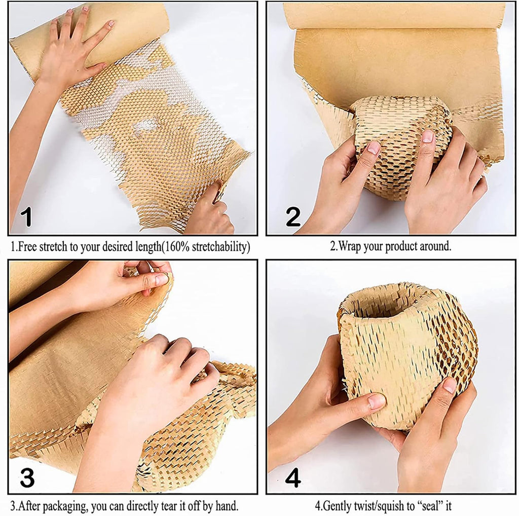 Honeycomb Packing Paper Wrap 15"x131' Sustainable Alternative to Bubble Wrap for Moving/shipping/packing Roll with 20