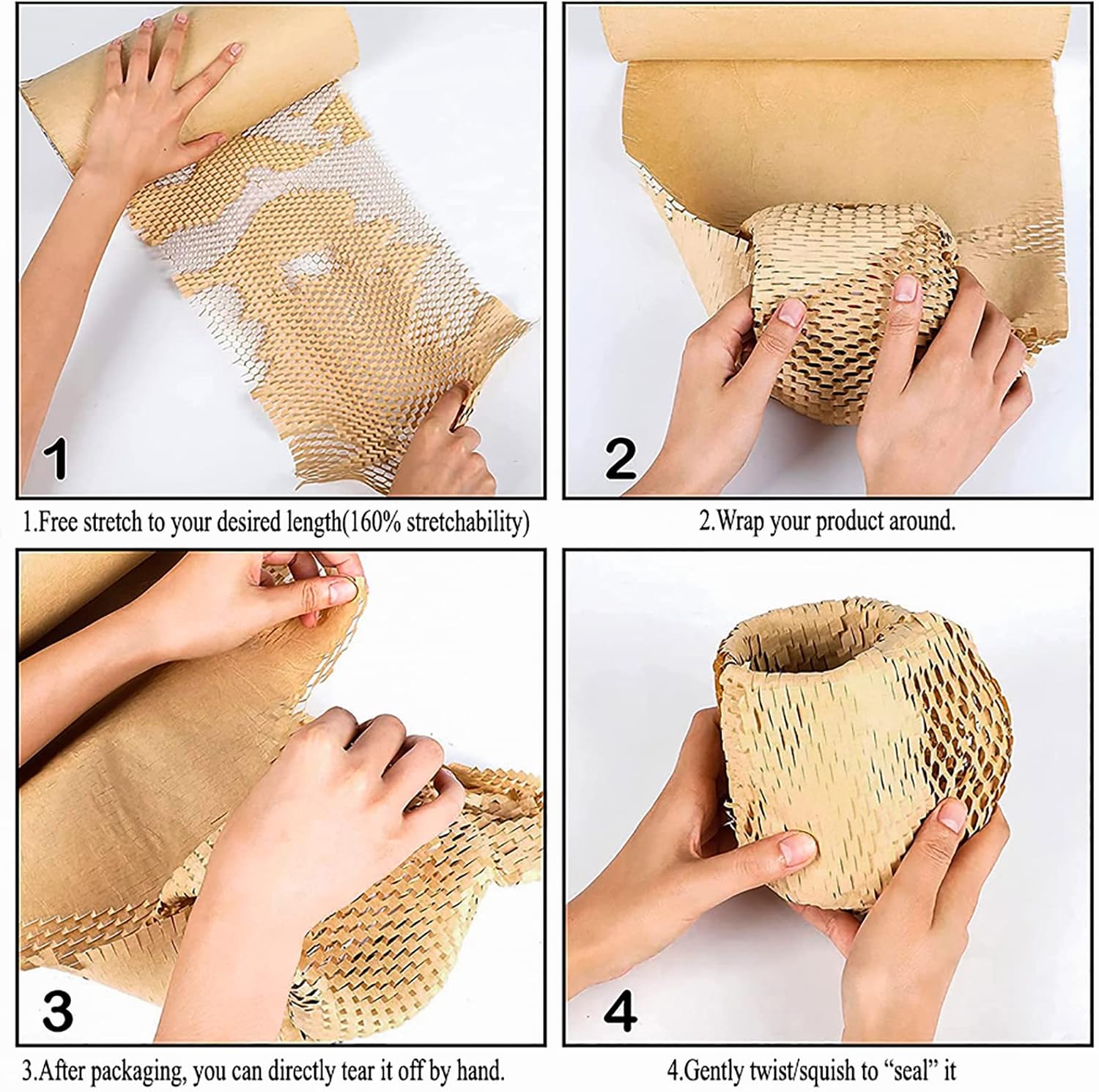 Honeycomb Packing Paper Wrap 15"x131' Sustainable Alternative to Bubble Wrap for Moving/shipping/packing Roll with 20