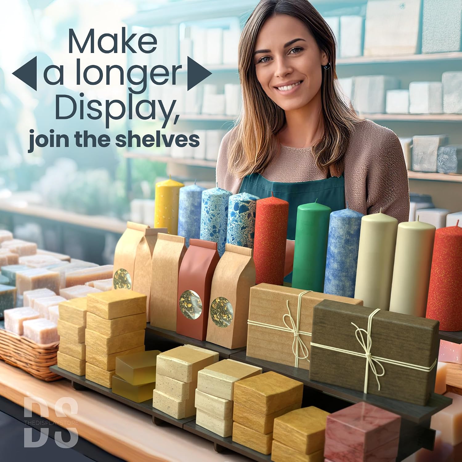 Wooden Tiered Display Stand, 3 Tier Display Table for Vendor Events | Portable Products Shelf, Jewelry and Card Rack