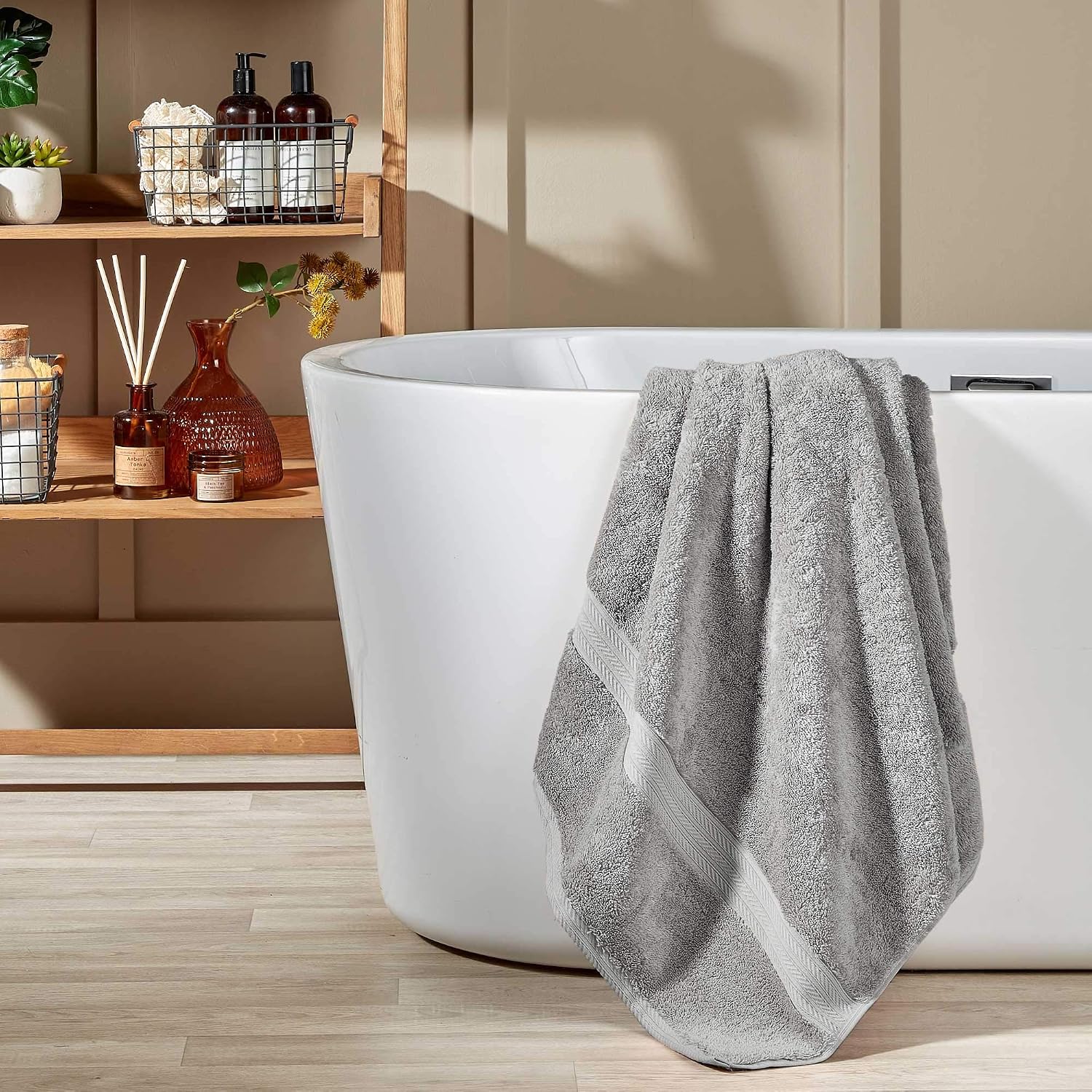 Renaissance 6 Piece Gray Towel Set | 100% Egyptian Cotton | Luxury Bathroom Towels | Soft and Super Absorbent | 675