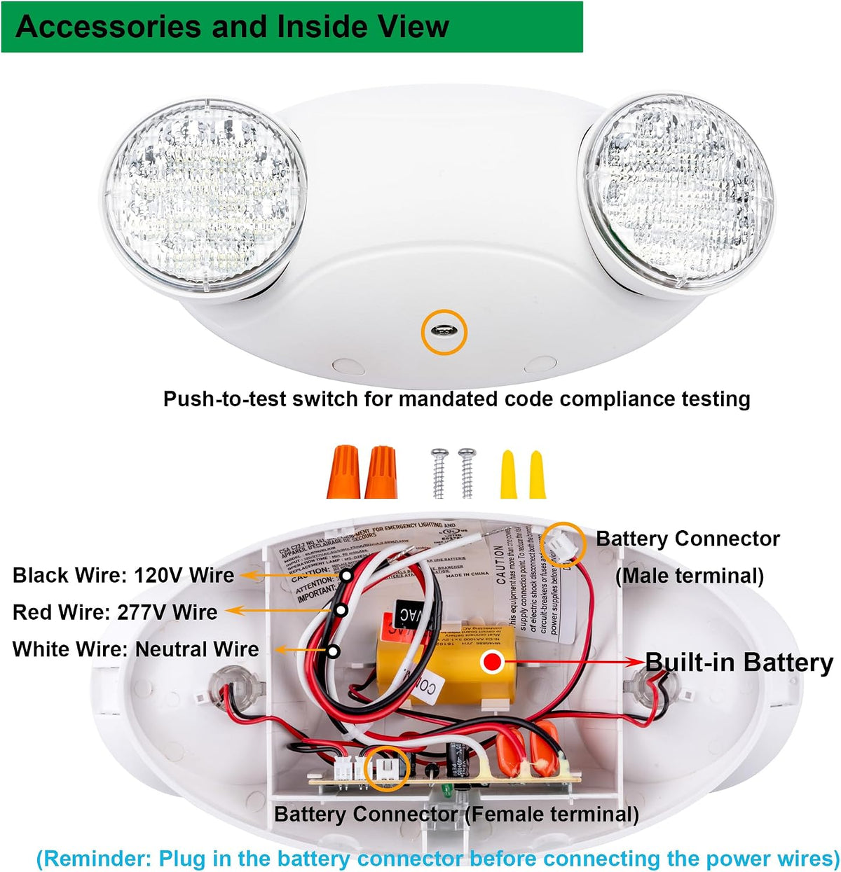 LIT-PaTH LED Emergency Light for Business, Battery Backup, 2 Pack