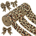 3 Rolls Leopard Pattern Satin Ribbon Total 24 Yards