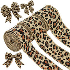 3 Rolls Leopard Pattern Satin Ribbon Total 24 Yards