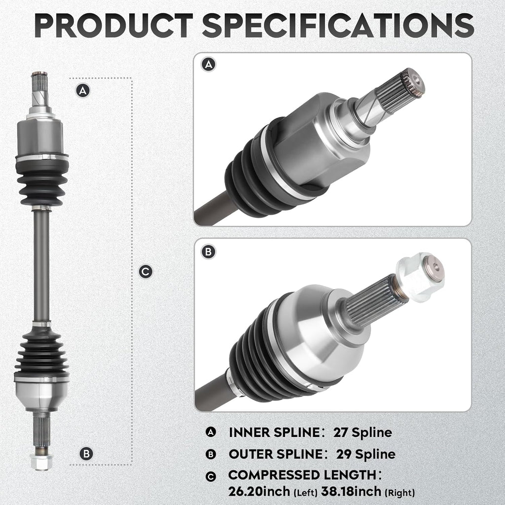 ILONPA NEW Left & Right Front CV Axle Shaft Assembly 2PCs CV Joint