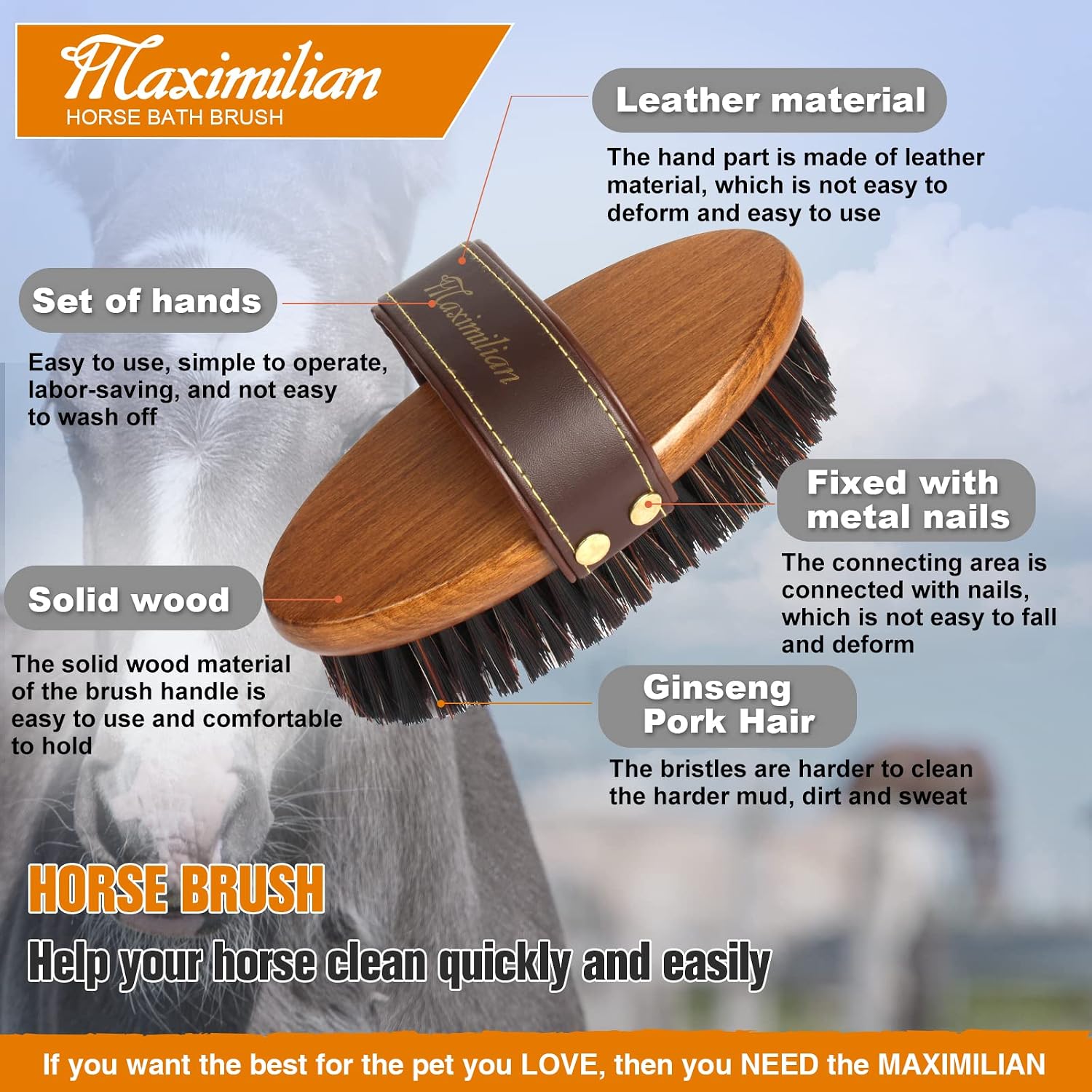 Handmade Horse Brush Professional Horse Brushes for Grooming