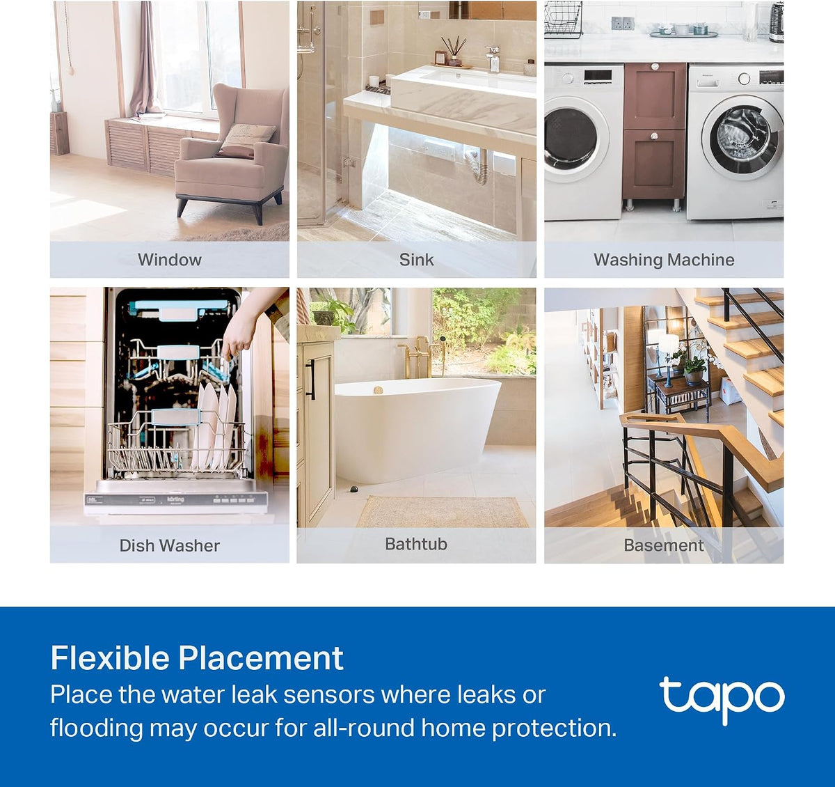 Smart Water Leak Detector, Requires Tapo Hub, T300 | Water Leak Sensor Wi-Fi with Rapid Dripping Detection, 90dB