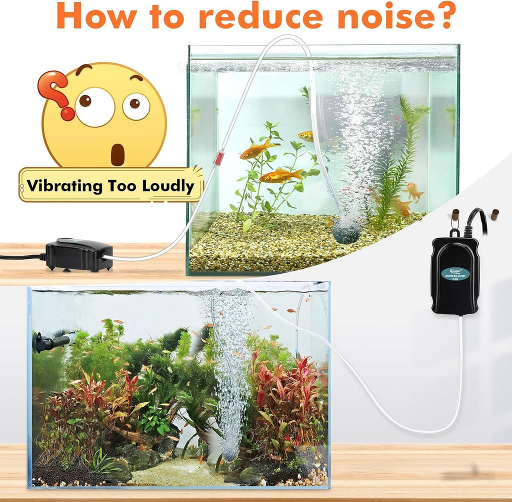 Mini Aquarium Air Pump Kit Small Fish Tank Air Pump 1W for 2-20 Gallon Fish Bowl with Air Tube Air Bubbler Stone