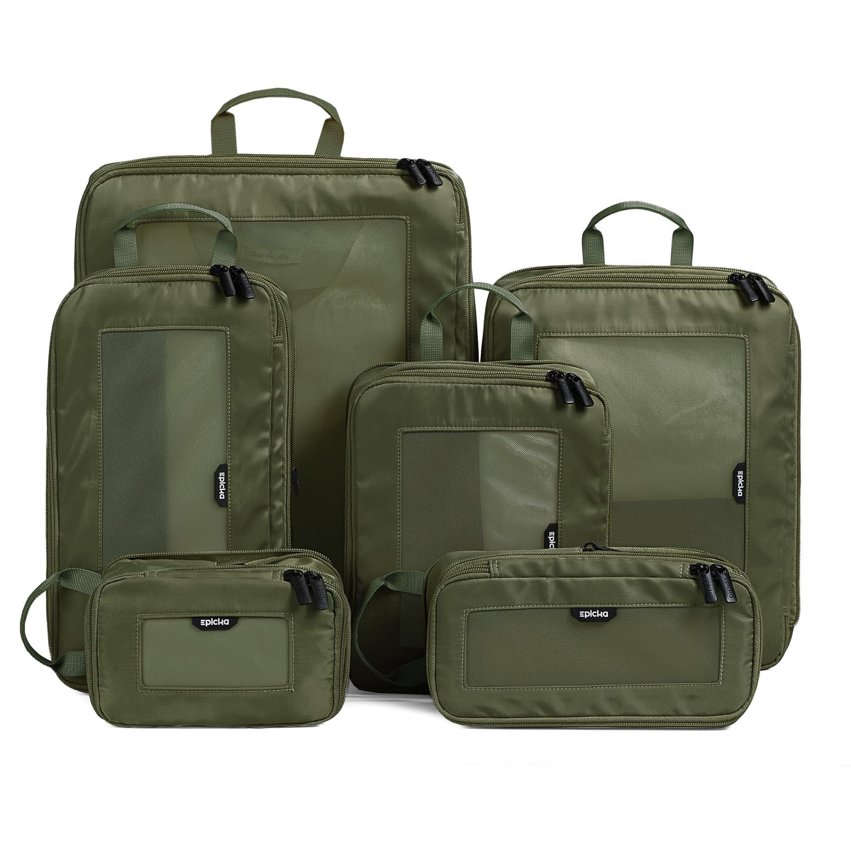 TripCozy Compression Packing Cubes, 6 Set, Olive Green