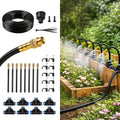 50FT Drip Irrigation Kit, 360° Adjustable Garden Watering System with 1/4" Tubing, Brass Misting Nozzles, DIY