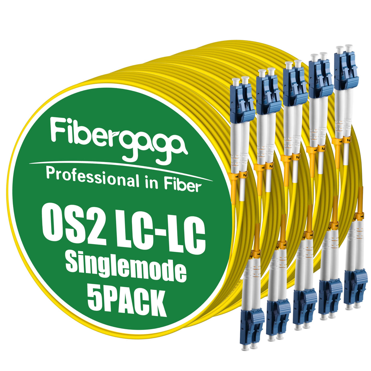 OS2 LC to LC Fiber Patch Cable Single Mode 3M(10ft), 5Pack