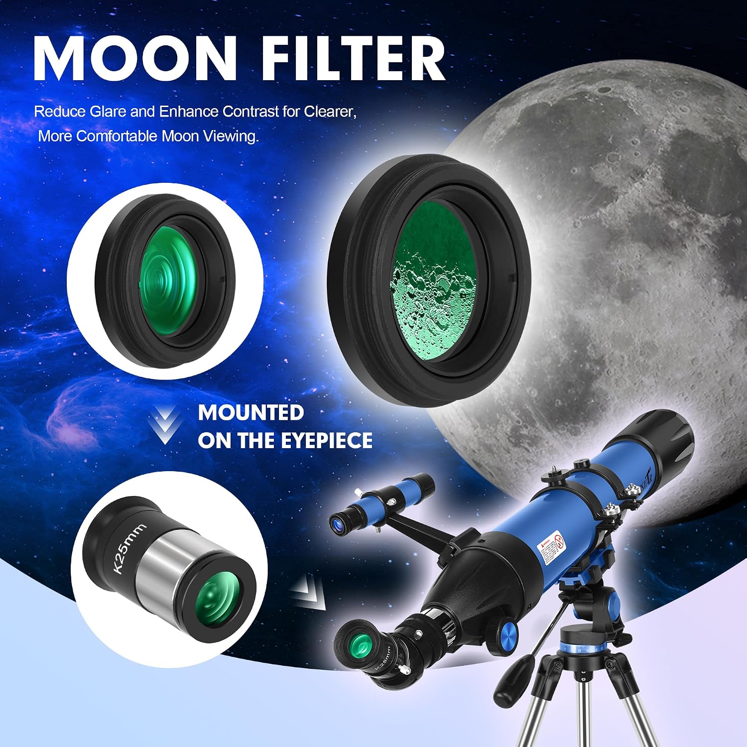 Telescope for Adults High Powered, 90mm Aperture 800mm Refractor | Professional Telescopes