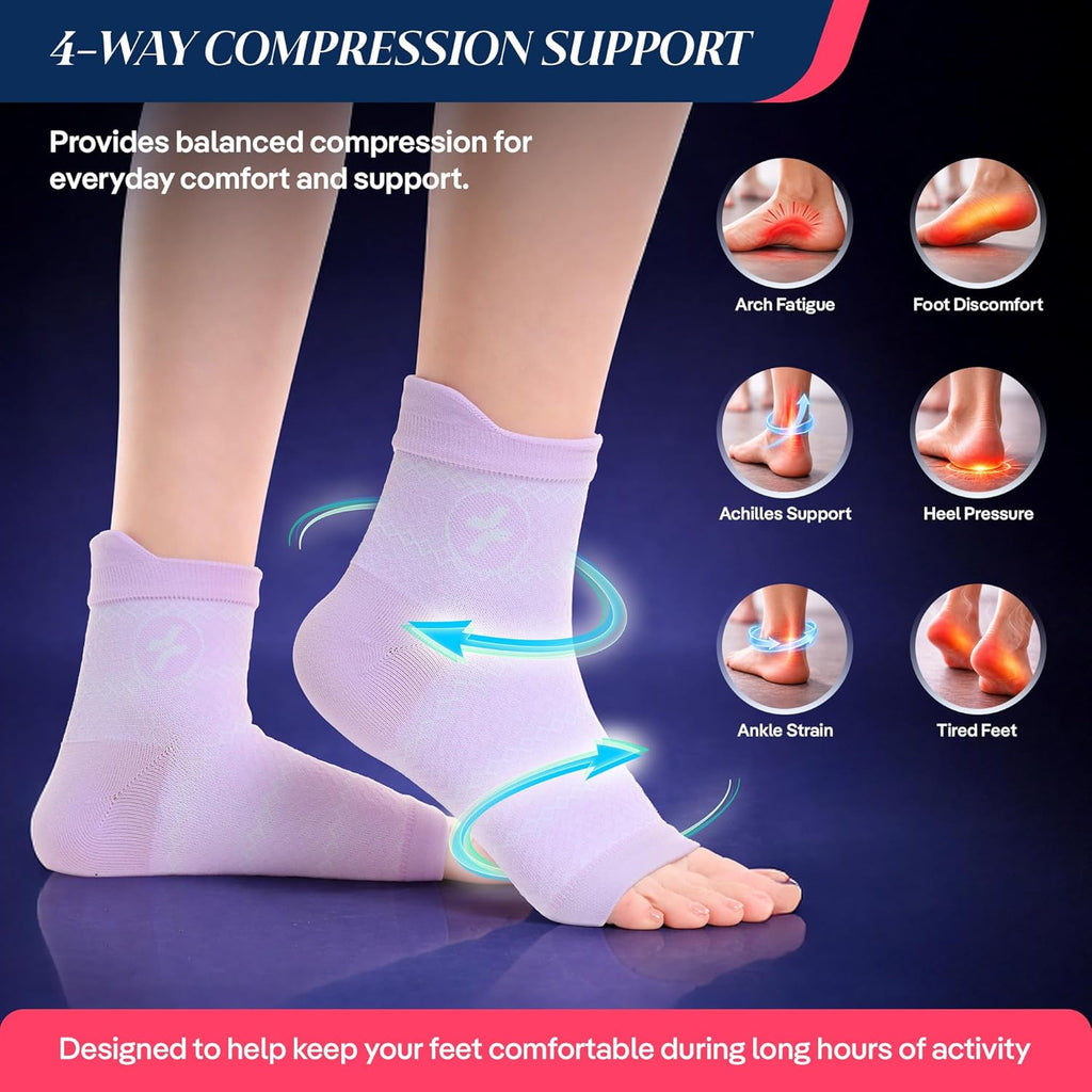 Ankle Support Light Compression Socks for Women and Men, Toeless Arch Support Sleeve for Running, Walking, Workout