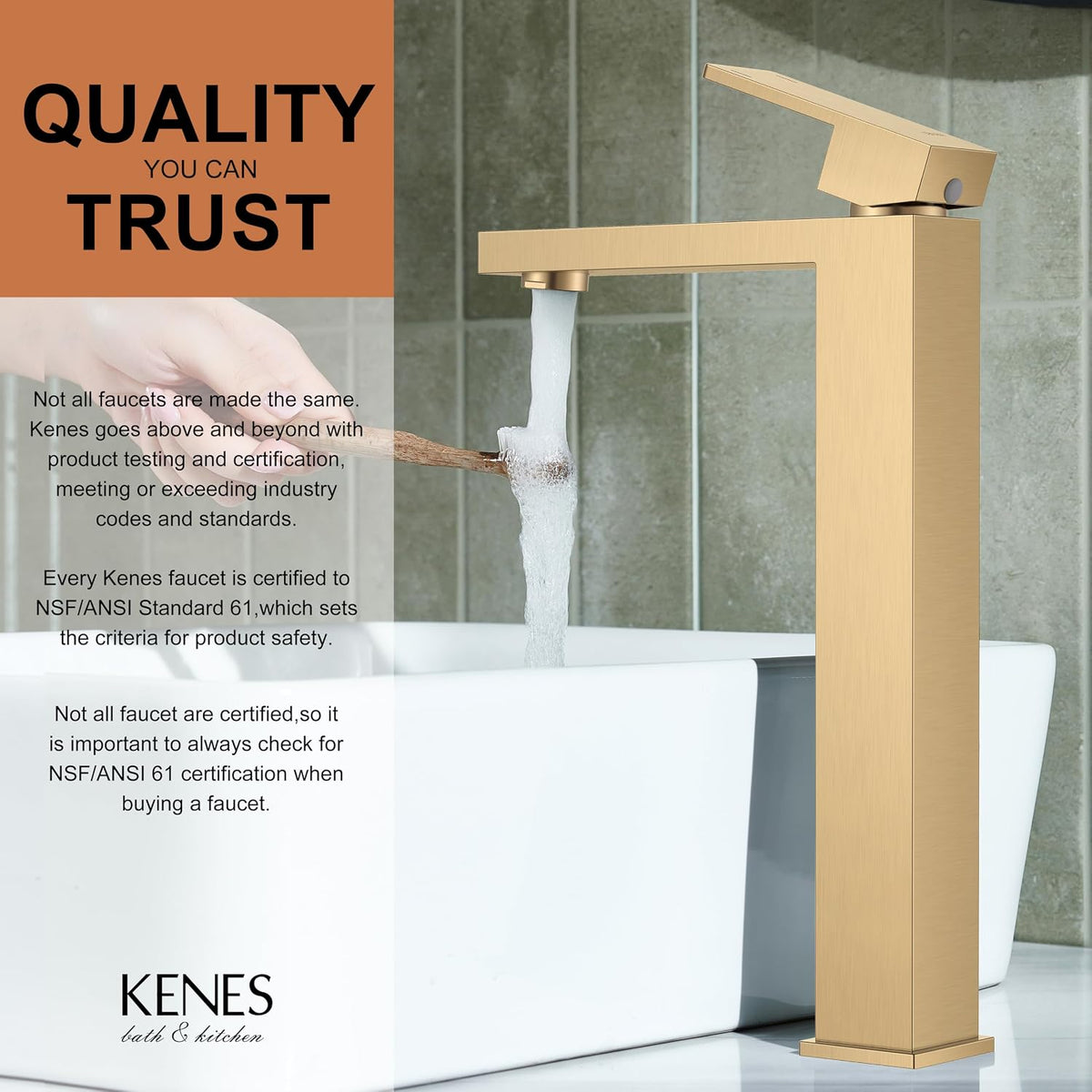 Champagne Bronze Vessel Sink Faucet 1 Handle, Tall Bathroom Faucet
