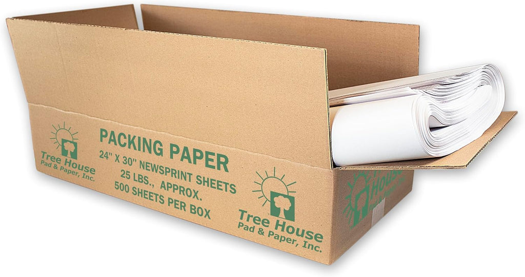 Tree House Packing Paper for Moving – 25lbs - 500 Newsprint Packing Paper Sheets – 24” x 30” Paper for Packing