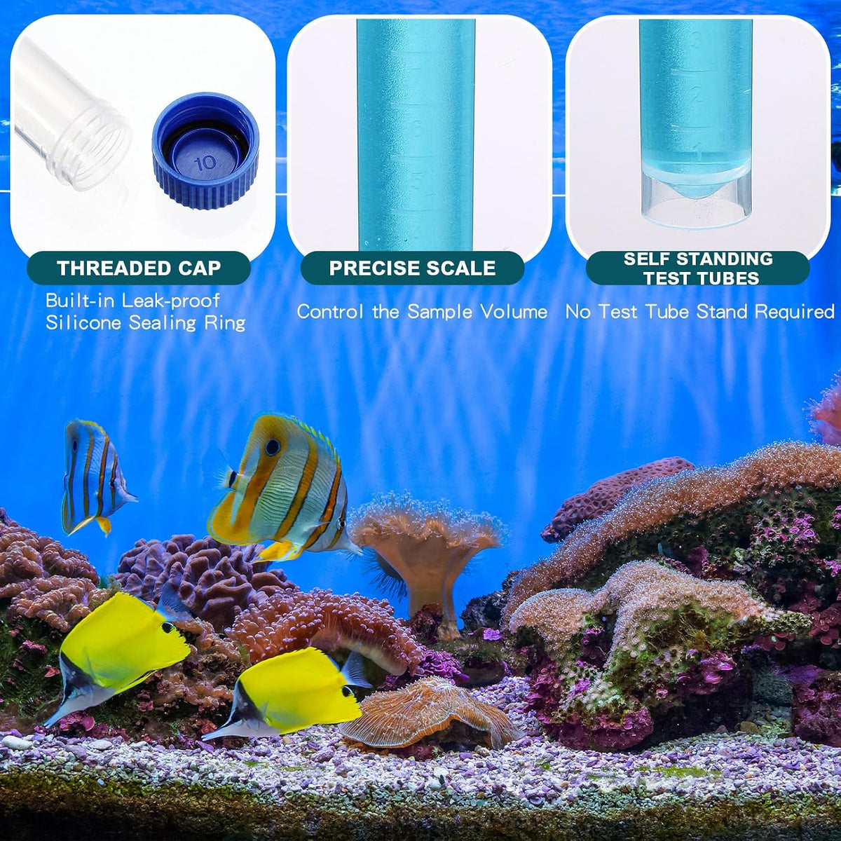12 Pcs 10ml Replacement Test Tubes for Aquarium Test Kits, Blue