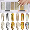 Gold Silver Chrome Nail Powder, 6 Colors Mirror Nail Chrome Palette