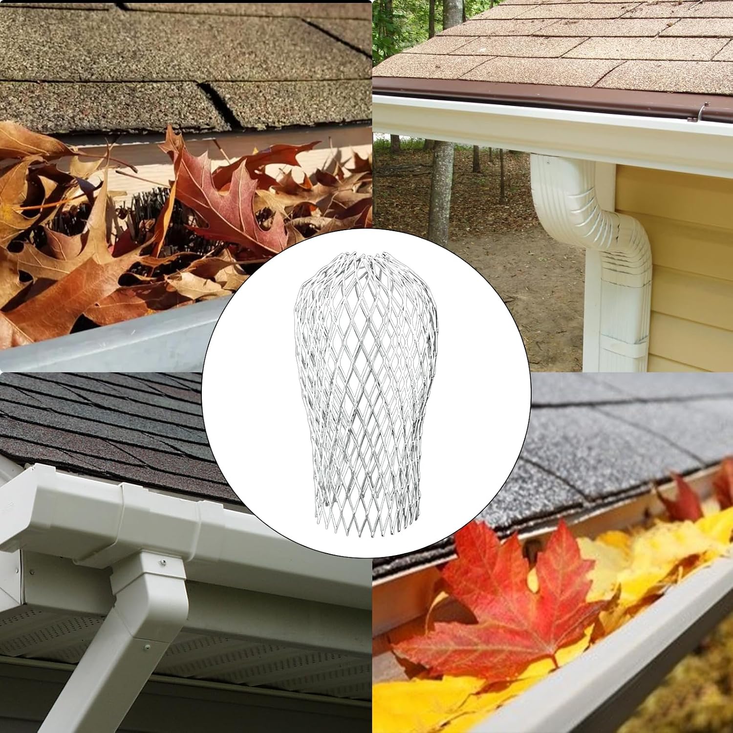 4-Pack 3.5" Expandable Aluminum Downspout Gutter Guards - Leaf & Debris Filter Strainers to Prevent Blockages, Fits